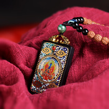 唐卡吊坠本命年男女平安牌金刚菩提护身符 药师佛【圆绳款】安康寿长