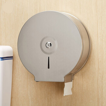 大卷纸盒不锈钢公共卫生间卷纸架酒店壁挂式纸巾盒厕所大盘卷纸架 gs