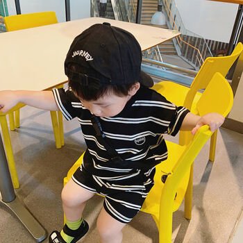 男孩夏季服装一岁宝宝夏天短袖套装1-3岁幼儿童装男童夏装男帅气条纹