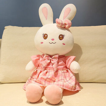 女孩布娃娃儿童女陪睡觉大号抱枕可爱白兔公仔玩偶 pl(粉色jk)裙兔 1
