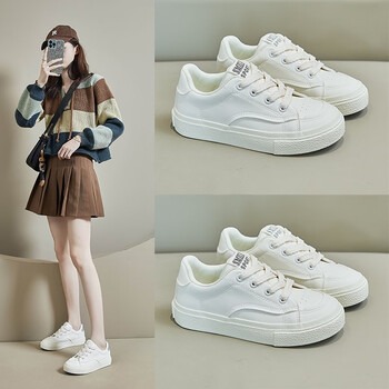 柴曜板鞋女秋季新款简约百搭休闲女士上班通勤舒适透气平底小白鞋女