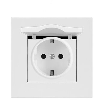 施韵令16a欧标插座法式防尘带盖86型2圆孔欧规电源墙壁插座暗 德式