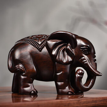 精选好礼木雕大象摆件实木一对象木制家居风水摆件红木
