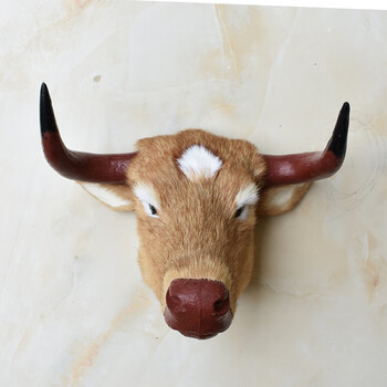 仿牛头牦牛头黄牛头动物头壁挂挂饰墙挂酒吧客厅家居装饰 黄牛头小号