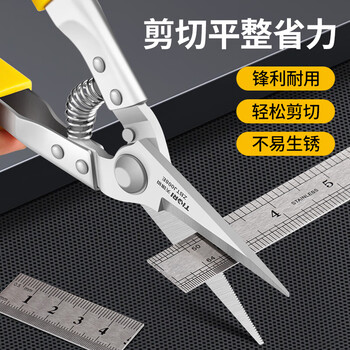 天琪锐(TIQRI) 铁皮剪刀 8英寸不锈钢多功能剪 白铁剪直头航空剪龙骨剪