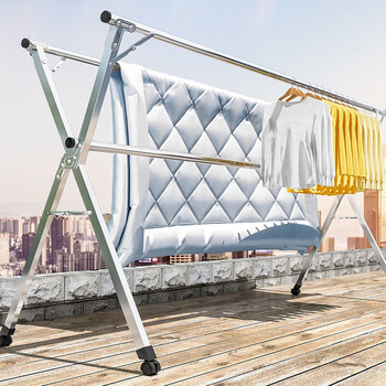 橙央晾衣架落地折叠室内家用阳台室外卧室凉伸缩式杆晒被子神器全