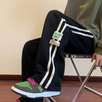 Tim Peake潮牌休闲裤子男直筒裤百搭垂感美式高街裤子男FJB450 黑色 M