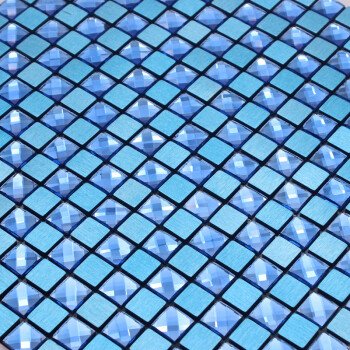 嗣音金属铝塑马赛克玻璃自粘水吧台厨房电视背景墙瓷砖（50箱起发） 蓝+蓝钻 【颗粒1.5厘米】 30×30