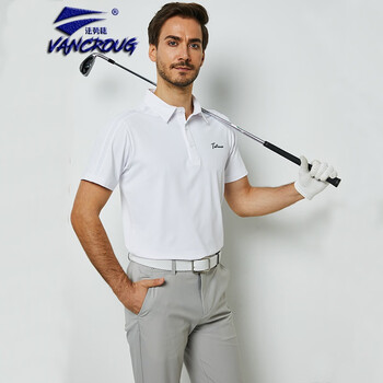 法劳格品牌高尔夫球服装夏季男士短袖t恤速干透气户外翻领上衣高尔夫