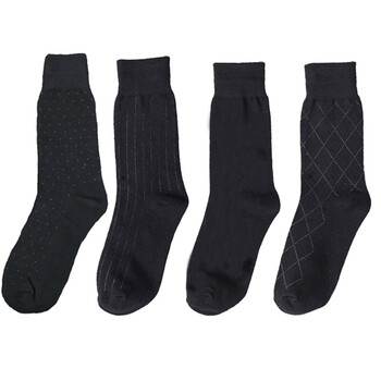 碧透【4双】男士商务袜正装袜西装皮鞋袜子男黑色春秋季棉袜绅士袜 如图4双 均码