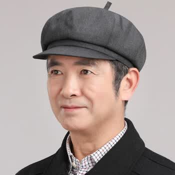 中老年鸭舌帽男春秋薄款帽子老人户外八角帽爷爷爸爸秋冬休闲 深灰-薄