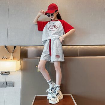 苏语梵16岁女孩穿的衣服女童运动套装夏装儿童装时髦夏季短袖大童休闲