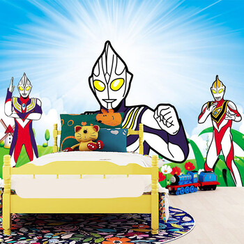 卡通儿童房男孩卧室墙纸雷欧奥特曼主题壁纸房间装饰无缝环保墙布
