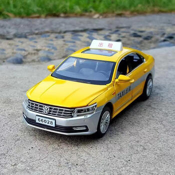的士现代丰田大众合金车模型儿童玩具摆件男孩大众帕萨特出租车黄色