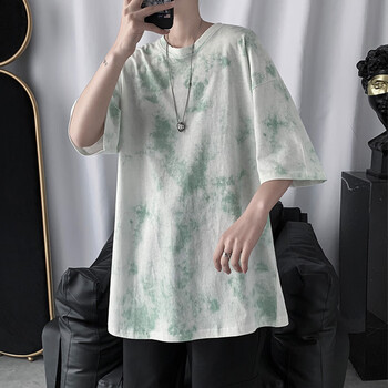 夏季高克重磅短袖t恤男女情侣扎染渐变潮牌嘻哈港风小清新宽松日系五