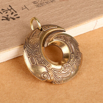 复古黄铜钥匙扣纯铜手工时来运转创意汽车钥匙链包包挂件小吊坠男新款