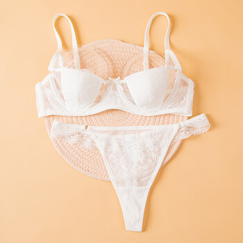 少女美屋12聚拢上托半杯内衣文胸罩套装性感惑白色大胸显小99927白色