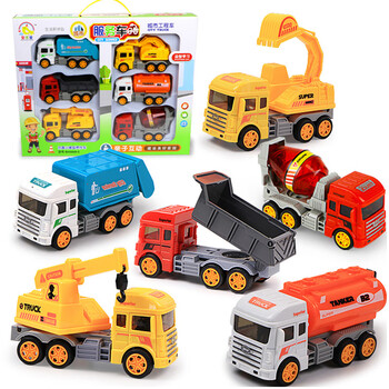 迪士尼宝宝玩具车男孩回力车惯性车工程车儿童挖掘机小汽车挖土机套装