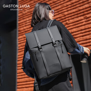 GASTON LUGA原创潮牌背包男双肩包皮大容量男女电脑包书包防水大学生通勤旅游 典雅黑13