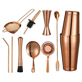 304不锈钢调酒器套装基酒新手入门调酒工具 波士顿摇酒壶全套 波士顿