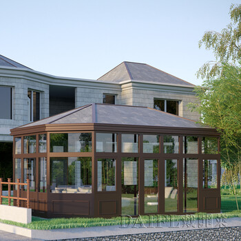 玻璃平台阳光房(烤漆钢结构)