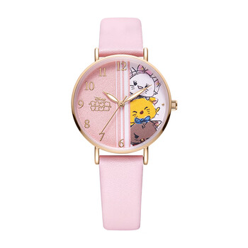 迪士尼儿童手表女2021新款可爱卡通防水夜光石英表小学生考试女表粉红