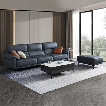 cbd真皮北欧现代牛皮别墅大平层沙发jd022 绅士蓝te08 3 1 脚踏 超体