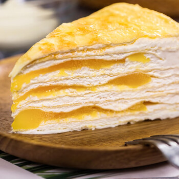 泰榴行 芒果千层蛋糕三角切块80g盒装带盘叉 生日蛋糕 西式烘焙下午茶