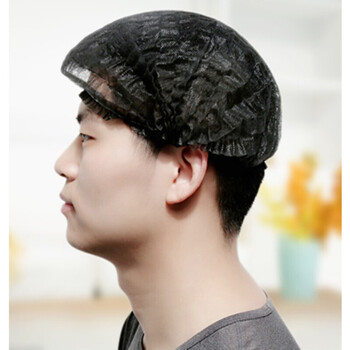 黑色一次性帽子厨师帽网帽发网工作帽劳保防尘帽女医用无纺布头套 单