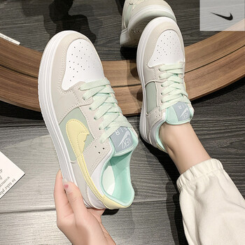 aj板鞋粉冰淇淋女鞋春夏高帮学生dunk空军一号拼色绿冰淇淋低帮35