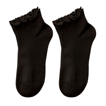 日系jk学院风女袜木耳边女生短袜春夏秋学生船袜季甜美花边袜子女黑色