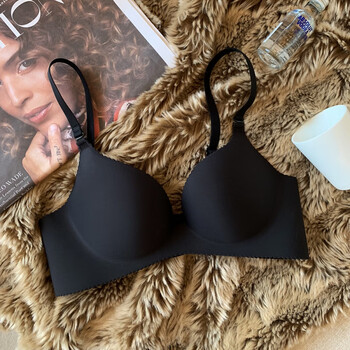 片式无痕内衣女肤色黑色运动小文胸聚拢上托舒适薄维多利亚 黑色 75c