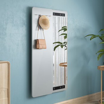 镜子折叠挂墙全身穿衣可遮挡隐形壁挂式玄关试衣镜灰色40宽120高其他