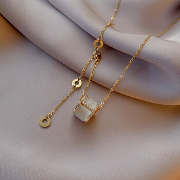 年新款轻奢小众猫眼石毛衣链女高级 金色猫眼石项链【图片 价格 品牌