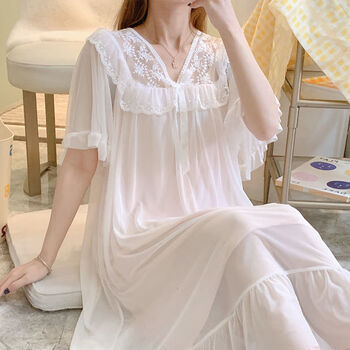 女士春夏蕾丝睡裙吊带睡裙女夏季性感冰丝薄款凉快公主风蕾丝睡衣裙