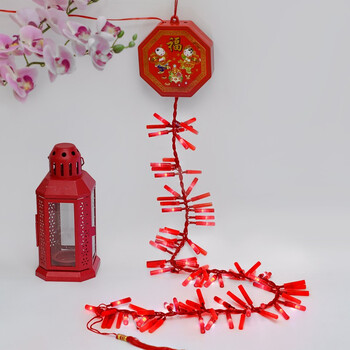 声环保电子鞭炮灯家用节日装扮道具过年喜庆挂件92灯红色鞭炮灯插电款