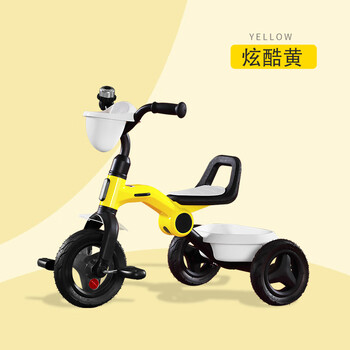 小虎子儿童单三轮车脚踏宝宝自行车溜娃车2岁小孩周岁礼物幼儿骑行单车 t190黄色