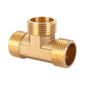 杜奥加厚精铜通用三通接头4分热水器水暖水管配件 三外丝4分三通接口