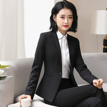 初申 秋季小西装职业套装女长袖面试酒店前台销售员气质修身休闲正装