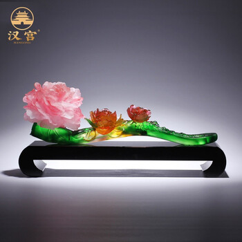 汉宫 琉璃如意摆件乔迁新居礼物送长辈老师退休同事礼物富贵吉祥牡丹