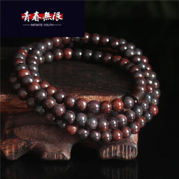 青春无限鸡血石桂林鸡血玉手链佛珠手串108颗念珠男女饰品龙年本命年