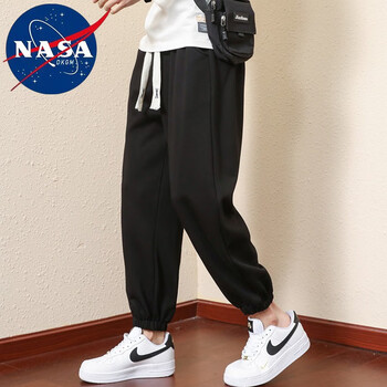 NASADKGM官方联名休闲裤子男秋季新款潮流百搭青少年九分休闲运动裤男 K02黑色（常规款） 3XL（150斤-165斤）