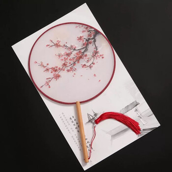 女孩子喜欢的扇子古风圆扇子中国风古典女汉服芒种舞蹈扇半透明长柄