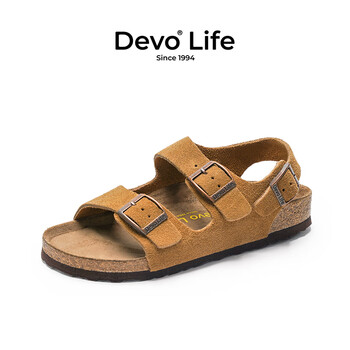 Devo LifeDevo软木鞋绑带凉鞋商场同款男鞋 2727 黄棕色反绒皮 42