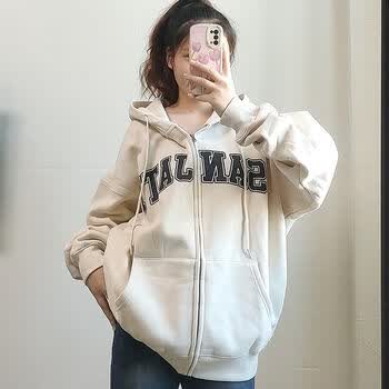 懒人卫衣初高中少女孩学生秋天穿的长袖开衫卫衣100纯棉2022秋冬季