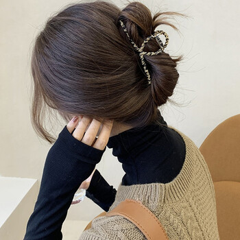 金属夹后脑勺鲨鱼抓夹顶夹简约头夹子气质盘马尾卡头饰女 螺纹豹纹抓