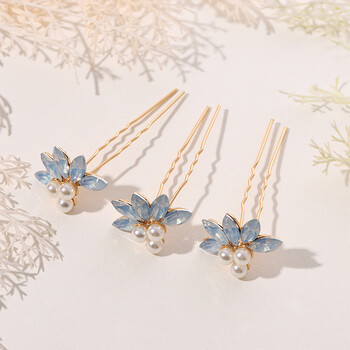 温彦发钗女珍珠u型簪子点缀小花钗旗袍古风汉服配饰插梳头饰女士盘发
