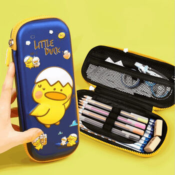 抗压耐摔铅笔盒伊伊布舍3d大容量文具盒小学生笔袋防水抗压耐摔i蓝色