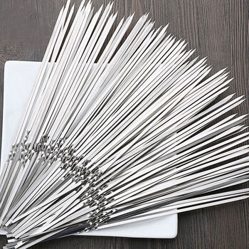 若云不锈钢烧烤签扁签户外羊肉串烤肉签子钢签铁签圆签全套工具烧烤针