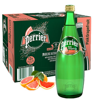 巴黎水（Perrier） 含气天然矿泉水玻璃瓶 法国进口果味气泡水 750mL12瓶1箱西柚味【无货】